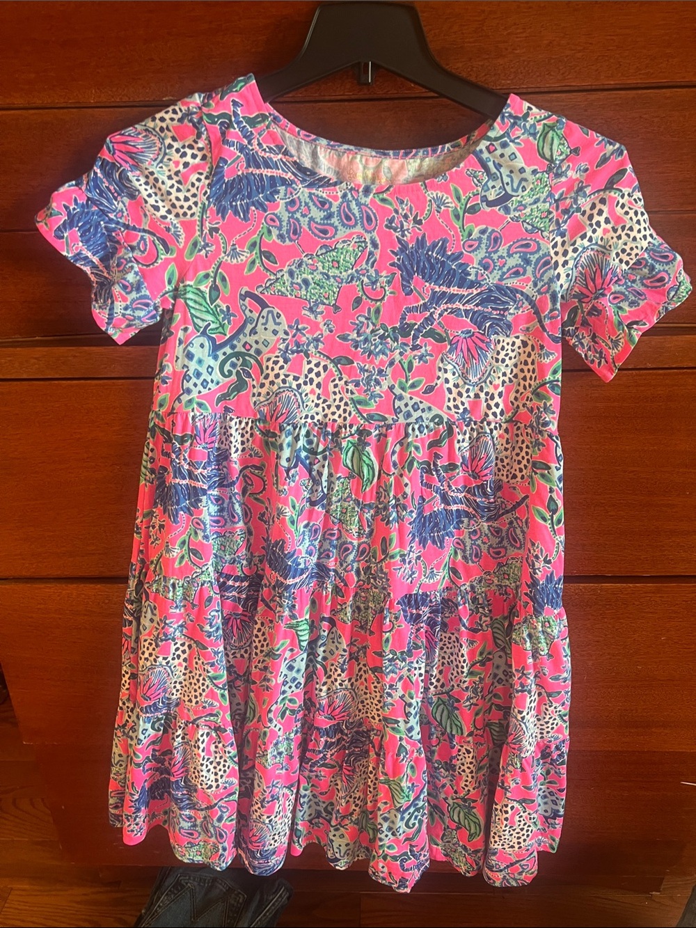 Lilly Pulitzer Pink Multicolor Tiered Print Short Sleeve Dress